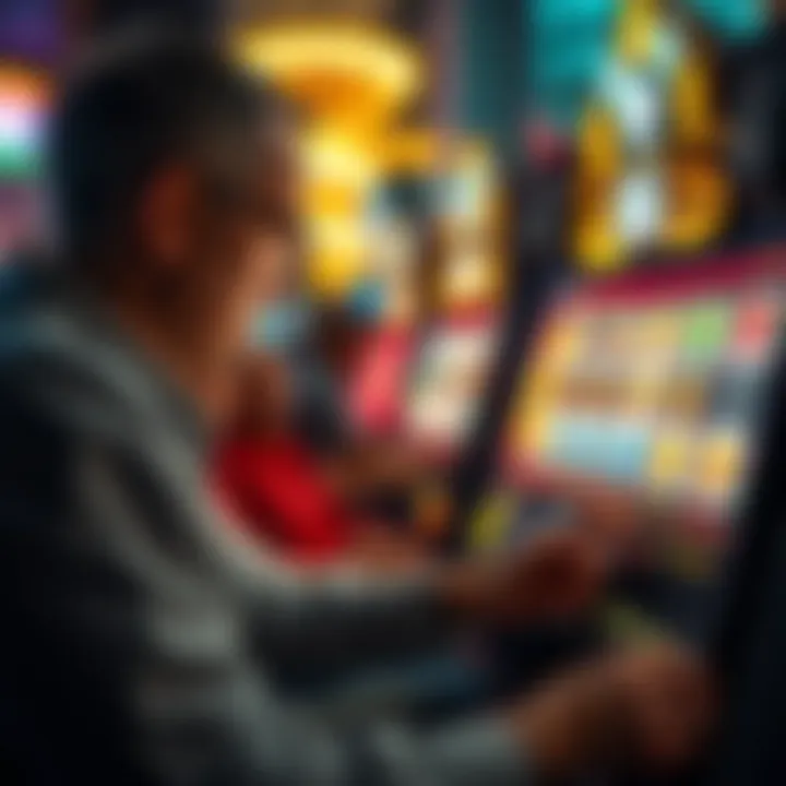 Strategic Slot Game Analysis A strategic player analyzing slot game patterns