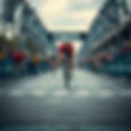 Cyclist sprinting towards the finish line