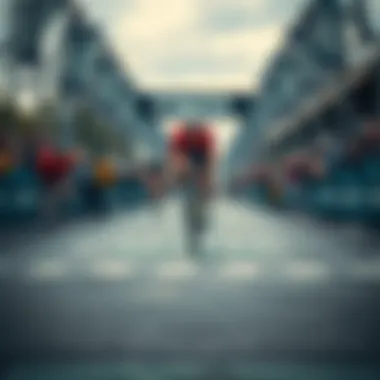 Cyclist sprinting towards the finish line