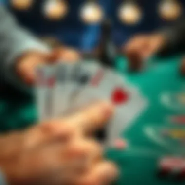 Close-up of hand playing blackjack cards