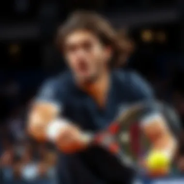 Dynamic Play of Fabio Fognini Fabio Fognini in action during a match