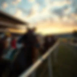 A thrilling moment captured during a horse race showing the excitement of the crowd.