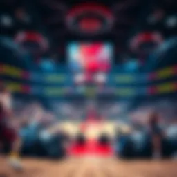 A vibrant NBA court showcasing the excitement of a live game