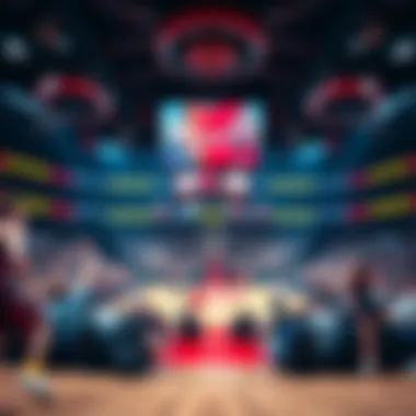 A vibrant NBA court showcasing the excitement of a live game