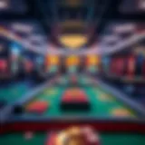 A virtual casino environment showcasing various game tables
