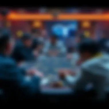 A strategic poker table with players engaged in thought