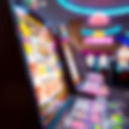 A vibrant slot machine with colorful symbols