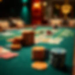 An elegant casino table setting with chips and cards