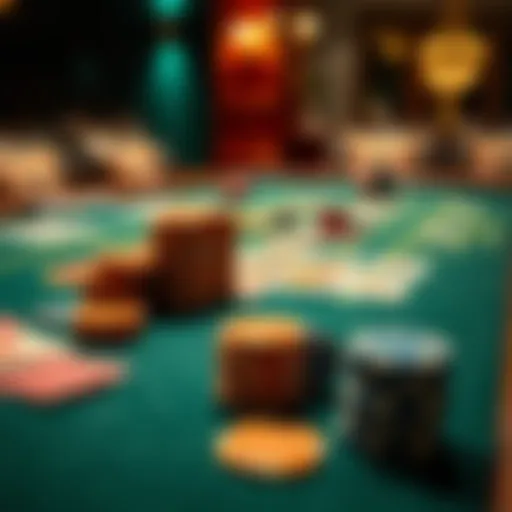 An elegant casino table setting with chips and cards