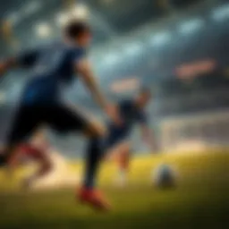 A dynamic soccer match showcasing intense action on the field