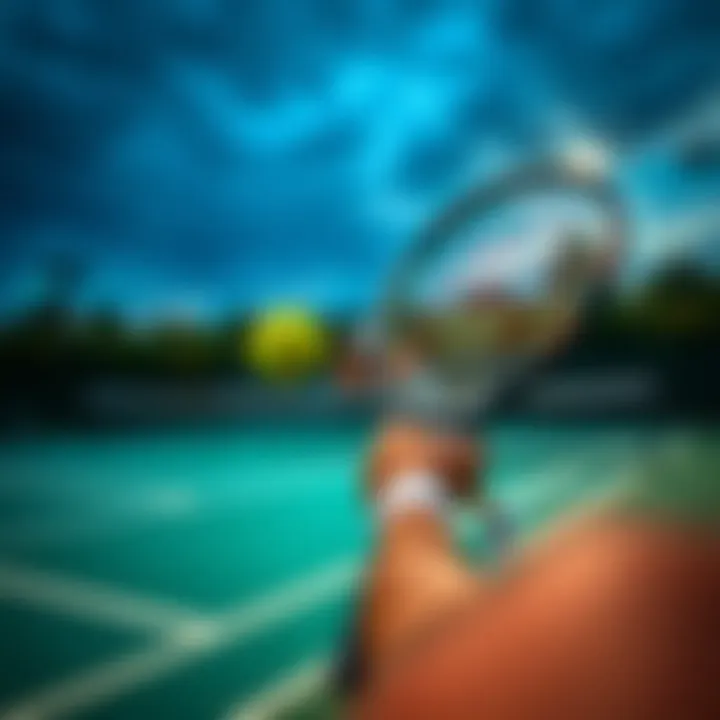 A close-up view of a tennis match in action