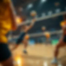 Dramatic volleyball match in action